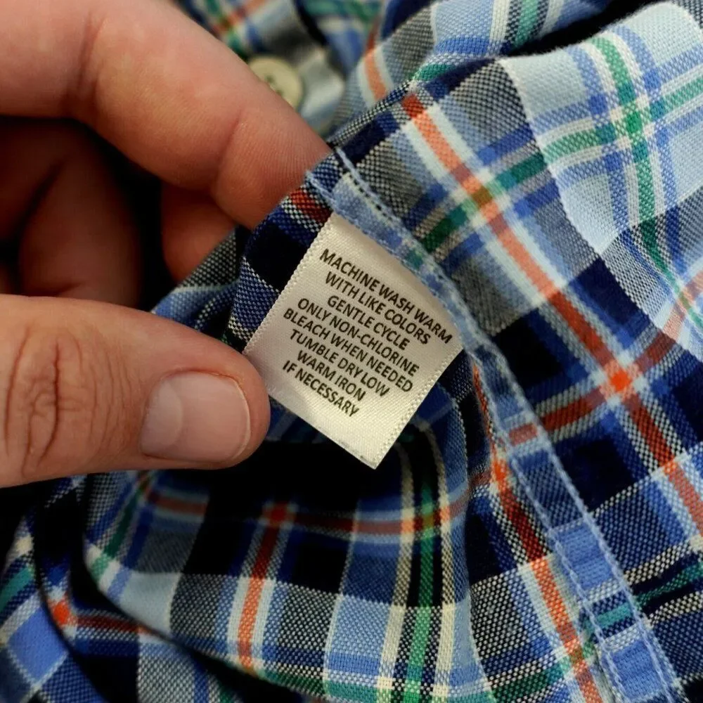 Southern Pines Flannel Plaid Blue Multi-Collared Collared‎ Dress Shirt M Medium